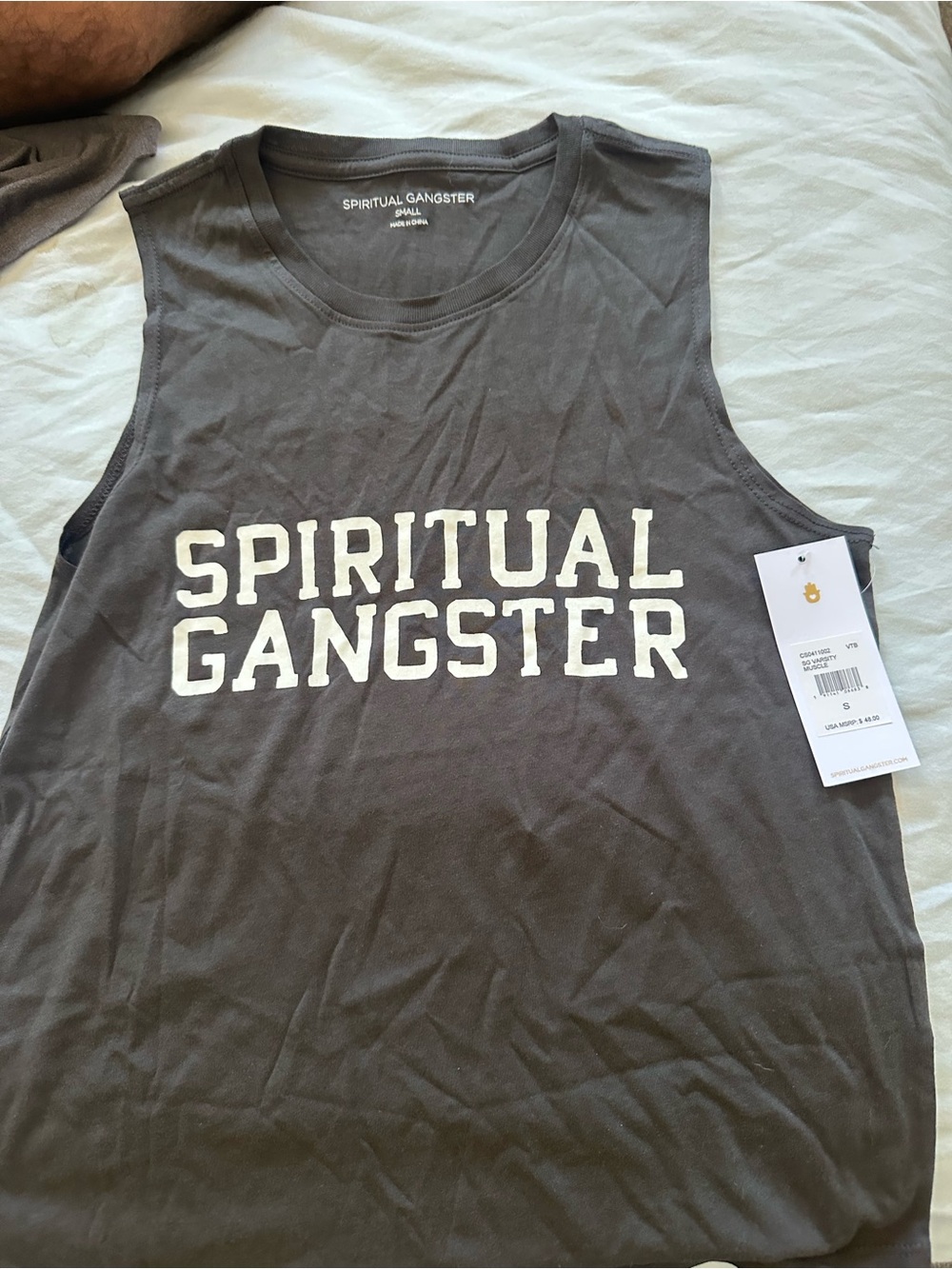 Spiritual Gangster Men's Charcoal Logo Muscle Tank